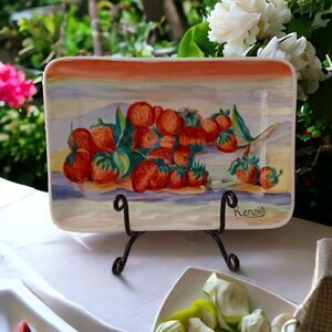 Vintage Fruit Porcelain Tray Trinket Handpainted Renoir Spain Sureda MCM Cottage